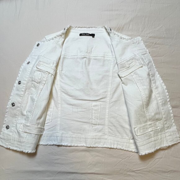 Marc Aurel White Denim Jacket with beaded and gosse detail - size 38 / medium - Picture 12 of 15